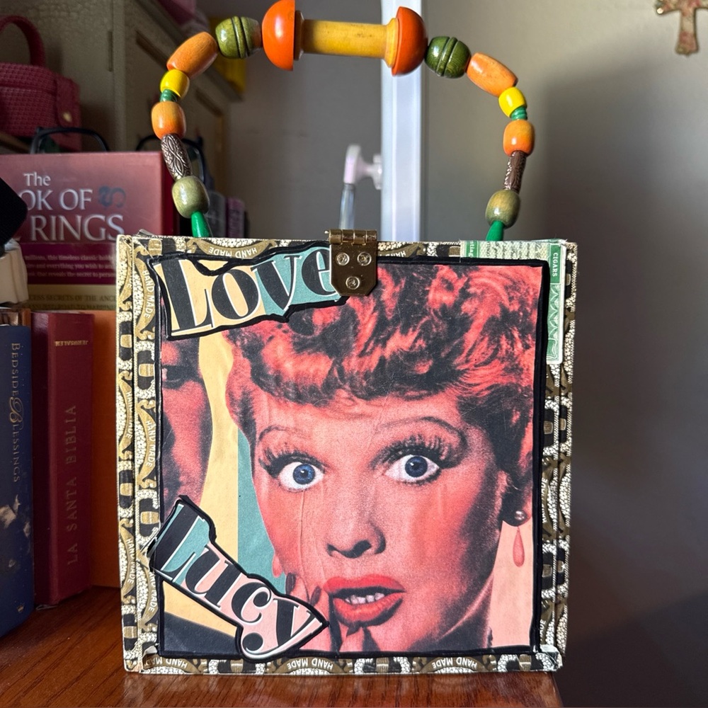 Vintage Wooden Decoupage I Love Lucy Cigar Box Purse